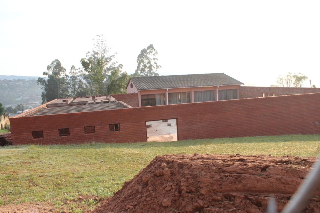 The new hall under construction on the Jewerlal Road property